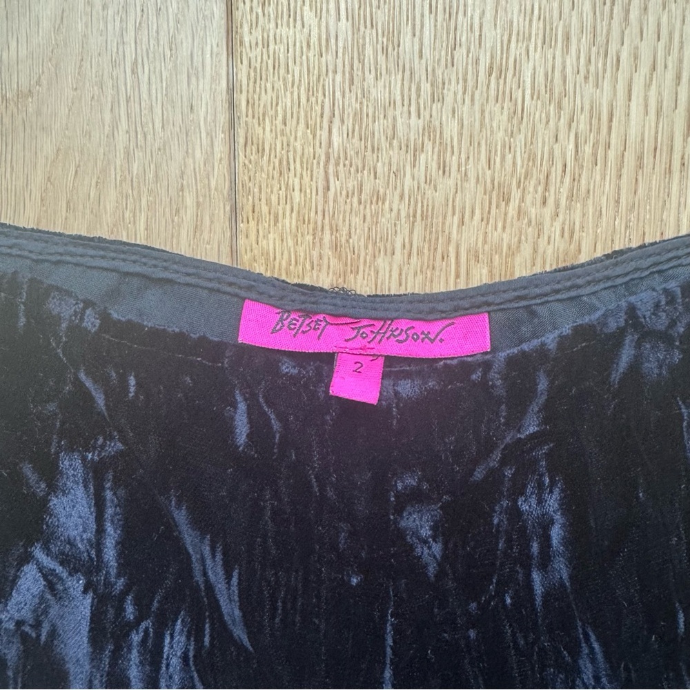 BETSEY JOHNSON BLACK CRUSHED VELVET WIDE LEG HIGH WAIST PANTS-2 - Picture 14 of 17